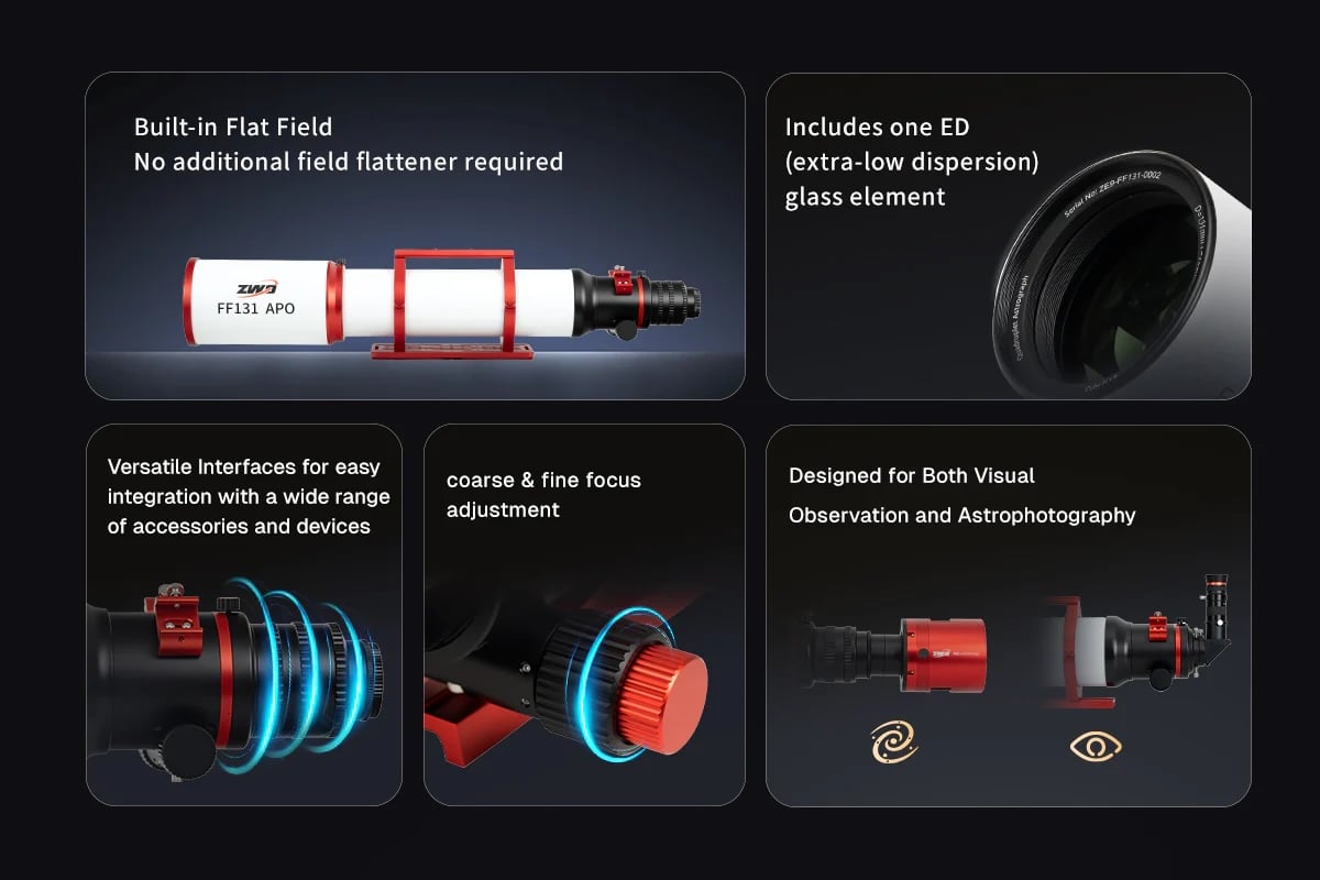 ZWO - FF131 APO Flat-Field Apochromatic Refractor Optical Tube